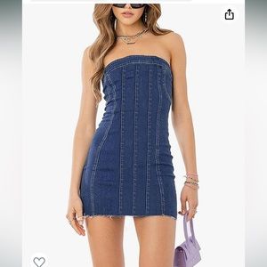 Women's Denim Jean Strapless Dress - Small